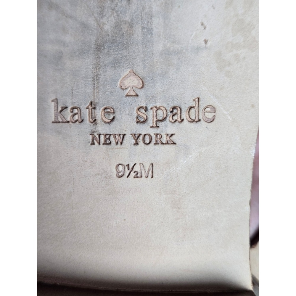 Kate Spade New York Gold Metallic Leather Kiltie Fringe Chain Slide Sandals 9.5M - Picture 7 of 10